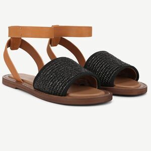 Franco Sarto Rosa Sandals black Raffia/ Tan size 9.5